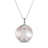 Thumbnail Image 0 of Pink Mother-of-Pearl & White Lab-Created Sapphire Ribbon Necklace Sterling Silver 18"