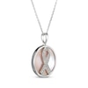 Thumbnail Image 1 of Pink Mother-of-Pearl & White Lab-Created Sapphire Ribbon Necklace Sterling Silver 18"