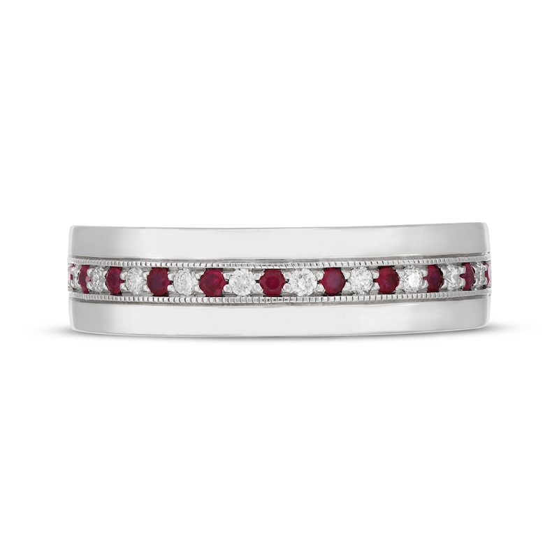 Main Image 3 of Neil Lane Men's Natural Ruby & Diamond Wedding Band 1/6 ct tw 14K White Gold