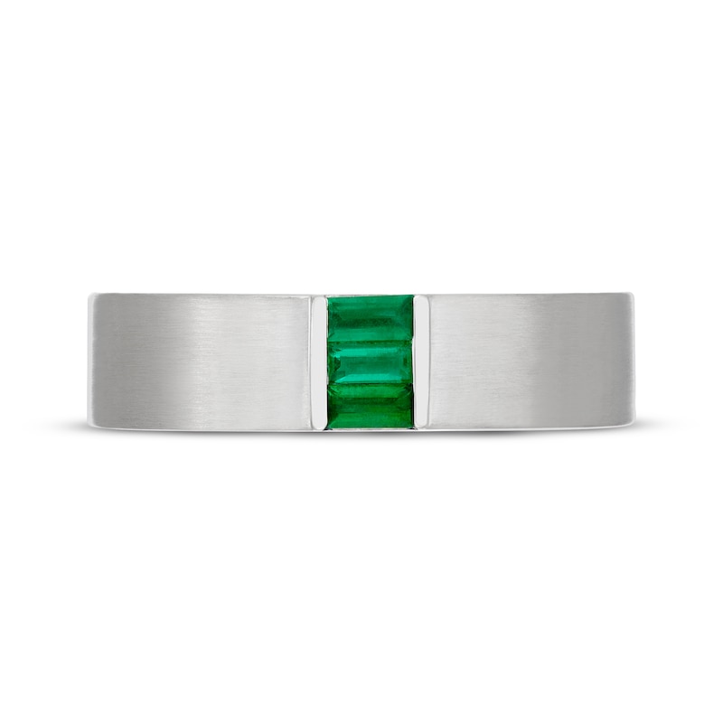 Main Image 3 of Neil Lane Men's Baguette-Cut Natural Emerald Wedding Band 14K White Gold