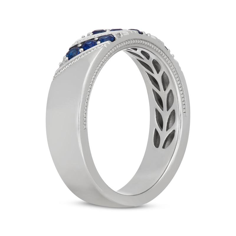 Neil Lane Men's Round-Cut Natural Blue Sapphire Wedding Band 14K White Gold