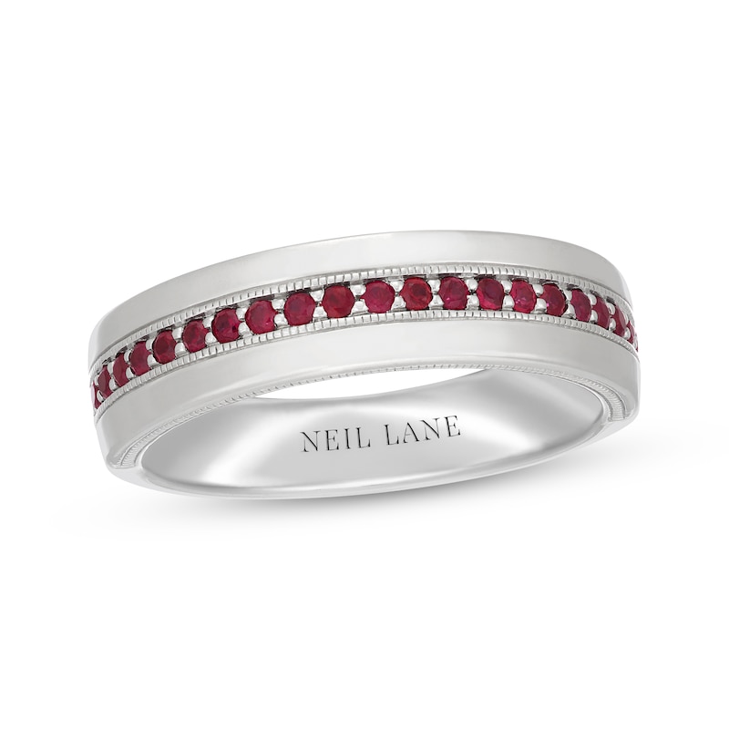 Main Image 1 of Neil Lane Men's Natural Ruby Wedding Band 14K White Gold