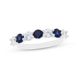 Lab-Grown diamond & Blue Lab-Created Sapphire Ring 5/8 ct tw 14K White Gold