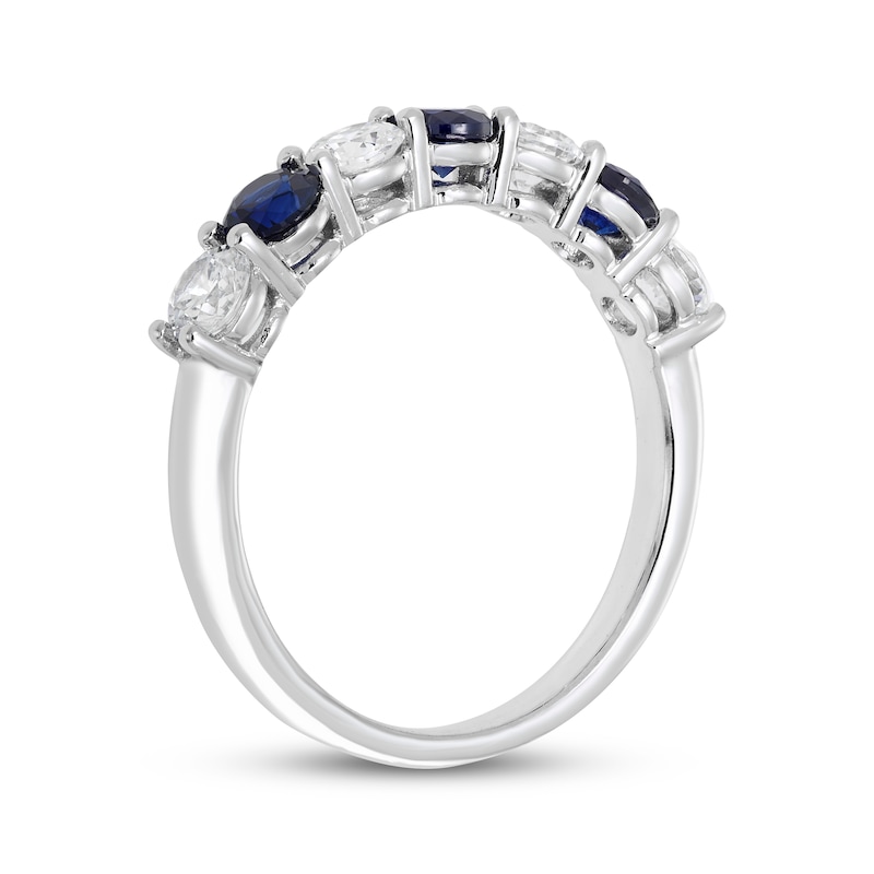 Main Image 2 of Lab-Grown diamond & Blue Lab-Created Sapphire Ring 5/8 ct tw 14K White Gold