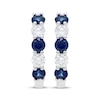 Thumbnail Image 2 of Lab-Grown diamond & Blue Lab-Created Sapphire Hoop Earrings 3/8 ct tw 14K White Gold