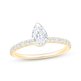 Pear-Shaped Diamond Engagement Ring 7/8 ct tw 14K Yellow Gold