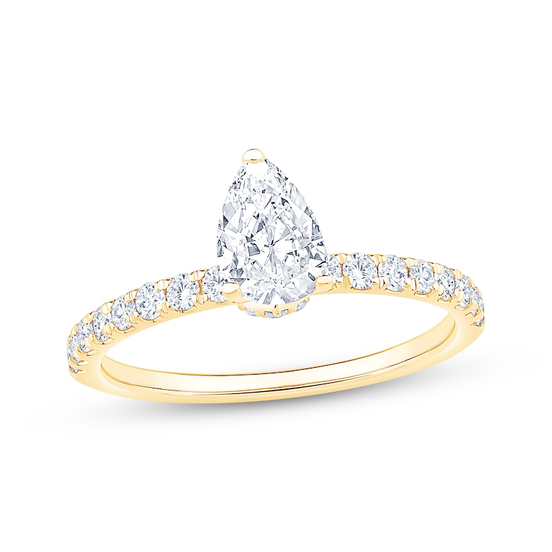 Main Image 1 of Pear-Shaped Diamond Engagement Ring 7/8 ct tw 14K Yellow Gold