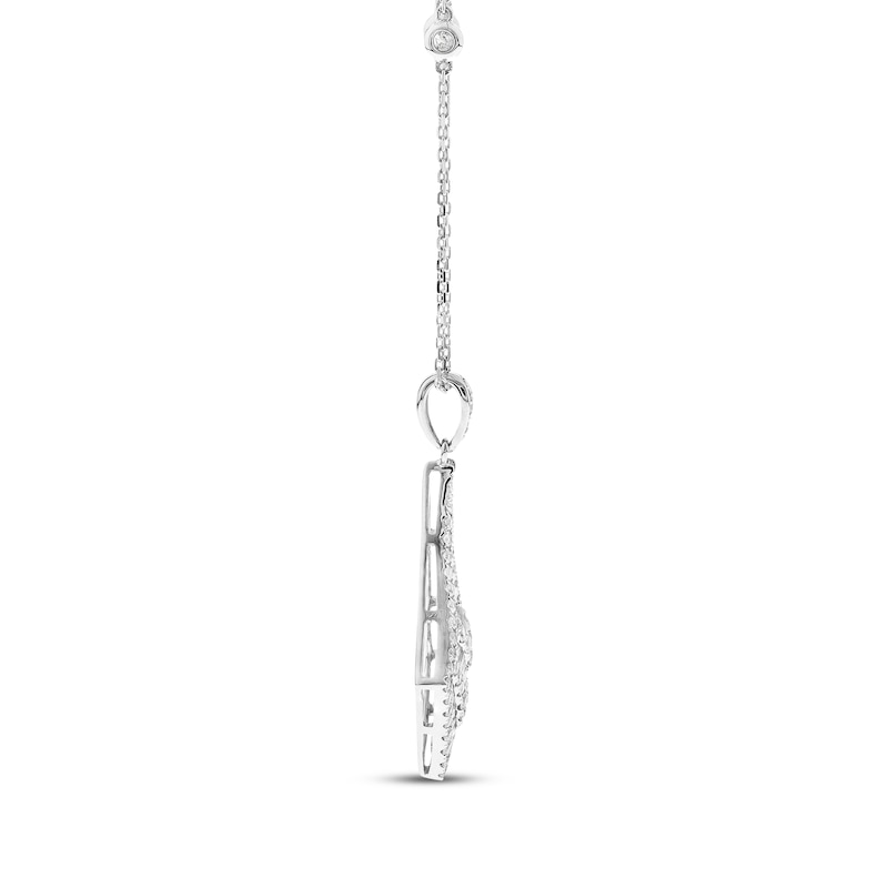 Main Image 2 of Baguette & Round-Cut Diamond Kite Necklace 5/8 ct tw 14K White Gold 18&quot;