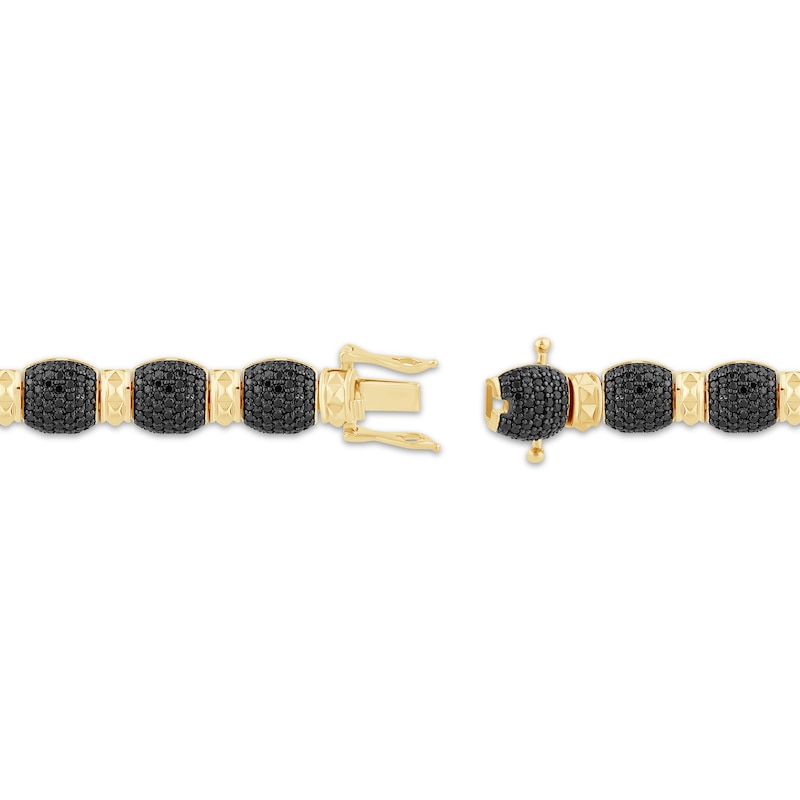 Main Image 3 of Men's Black Diamond Cushion Link Bracelet 6 ct tw 10K Yellow Gold 8.5&quot;