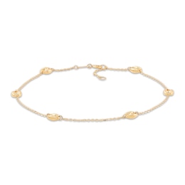 Hollow Mariner Link Station Anklet 10K Yellow Gold 10&quot;