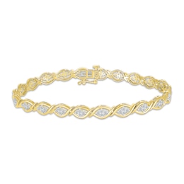 Diamond Marquise Link Bracelet 1 ct tw 10K Yellow Gold 7.25&quot;