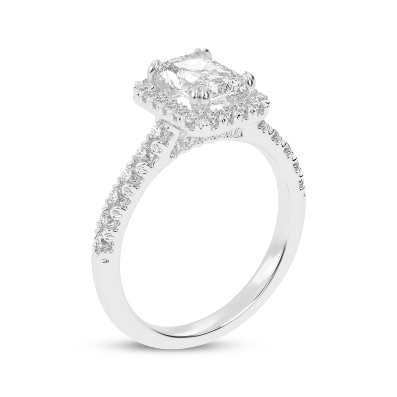 Lab-Grown Diamonds by KAY Emerald-Cut Halo Engagement Ring 1-1/2 ct tw 14K White Gold