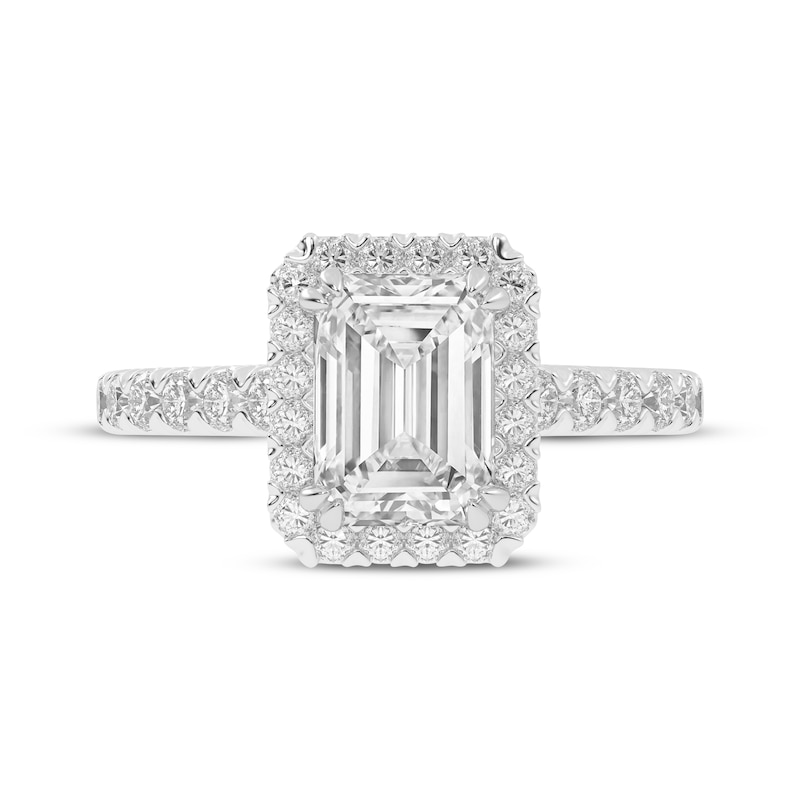 Lab-Grown Diamonds by KAY Emerald-Cut Halo Engagement Ring 1-1/2 ct tw 14K White Gold