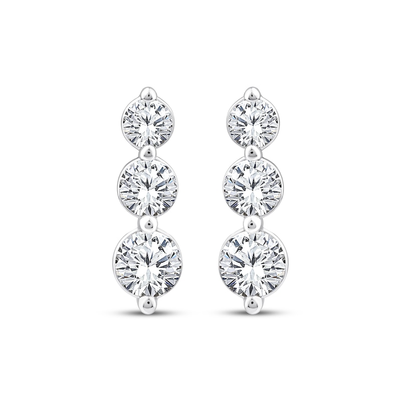 Main Image 2 of Memories, Moments, Magic Lab-Grown Diamond Three-Stone Drop Earrings 1 ct tw 14K White Gold