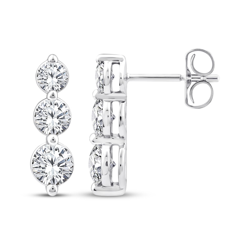 Main Image 3 of Memories, Moments, Magic Lab-Created Diamond Three-Stone Drop Earrings 1 ct tw 14K White Gold