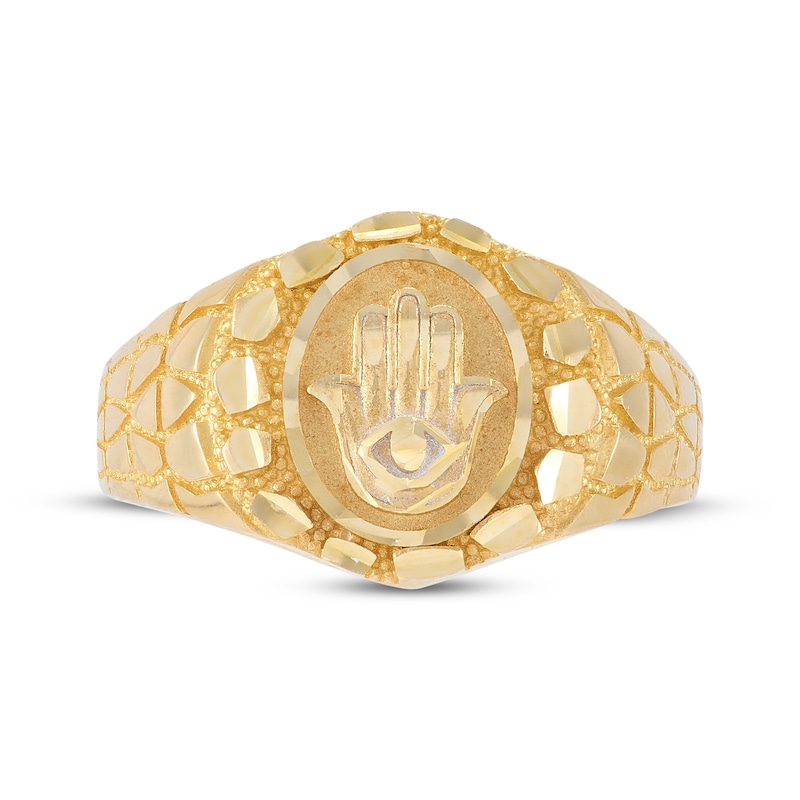 Main Image 4 of Men's Hamsa Nugget Ring 10K Yellow Gold