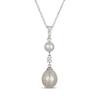 Thumbnail Image 0 of Cultured Pearl & White Lab-Created Sapphire Drop Necklace Sterling Silver 18"