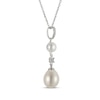 Thumbnail Image 1 of Cultured Pearl & White Lab-Created Sapphire Drop Necklace Sterling Silver 18"