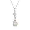 Thumbnail Image 2 of Cultured Pearl & White Lab-Created Sapphire Drop Necklace Sterling Silver 18"