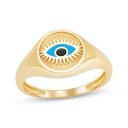 Enamel Evil Eye Ring 10K Yellow Gold