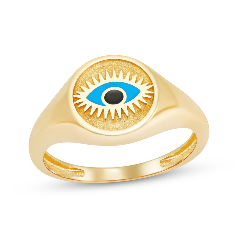 Main Image 1 of Enamel Evil Eye Ring 10K Yellow Gold