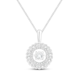 Unstoppable Love Diamond Scalloped Halo Necklace 1/2 ct tw 10K White Gold 19&quot;