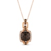 Thumbnail Image 1 of Le Vian Cushion-Cut Chocolate Quartz Chain Link Necklace 1/3 ct tw Diamonds 14K Strawberry Gold 18&quot;