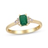 Thumbnail Image 1 of Emerald-Cut Natural Emerald & Diamond Ring 1/10 ct tw 14K Yellow Gold