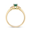 Thumbnail Image 3 of Emerald-Cut Natural Emerald & Diamond Ring 1/10 ct tw 14K Yellow Gold