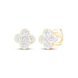 Diamond Clover Stud Earrings 1/2 ct tw 18K Yellow Gold