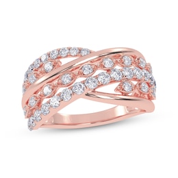 Diamond Multi-Row Layered Crisscross Ring 1/2 ct tw 14K Rose Gold