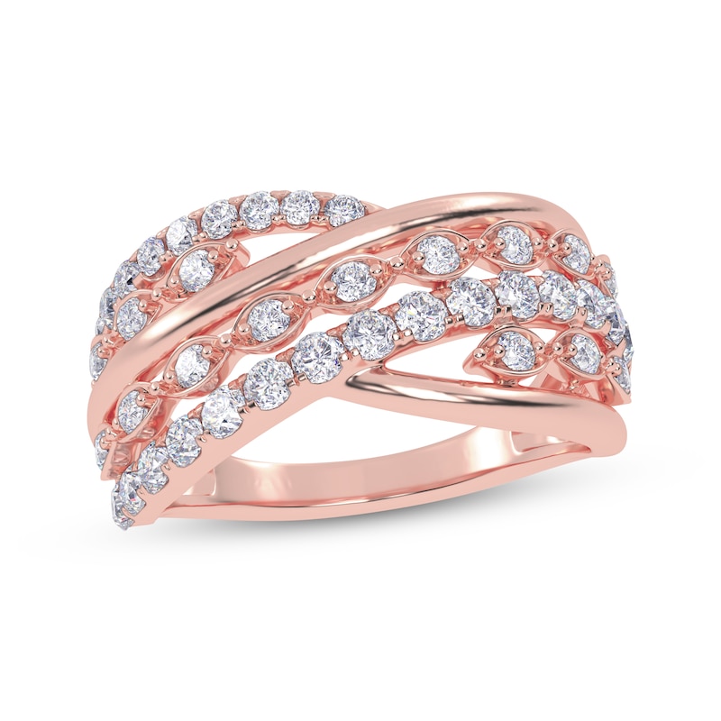 Main Image 1 of Diamond Multi-Row Layered Crisscross Ring 1/2 ct tw 14K Rose Gold