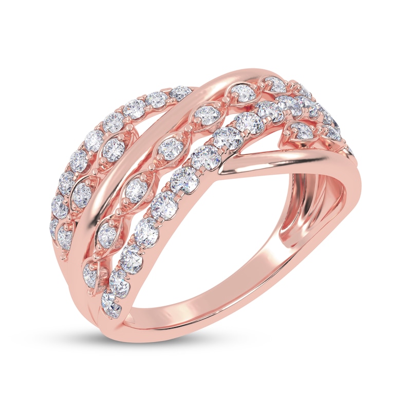 Main Image 2 of Diamond Multi-Row Layered Crisscross Ring 1/2 ct tw 14K Rose Gold