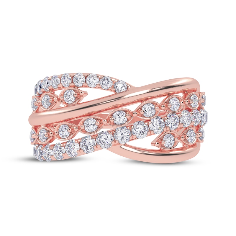 Main Image 3 of Diamond Multi-Row Layered Crisscross Ring 1/2 ct tw 14K Rose Gold