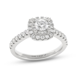 THE LEO Diamond Round-Cut Halo Engagement Ring 7/8 ct tw 14K White Gold