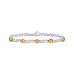 Oval-Cut Citrine & White Lab-Created Sapphire Infinity Link Bracelet Sterling Silver 7.5&quot;