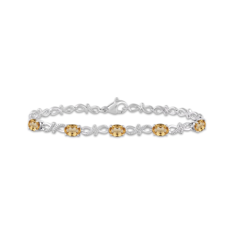 Main Image 1 of Oval-Cut Citrine & White Lab-Created Sapphire Infinity Link Bracelet Sterling Silver 7.5&quot;