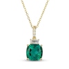 Thumbnail Image 1 of Cushion-Cut Lab-Created Emerald & White Lab-Created Sapphire Necklace 18K Yellow Gold-Plated Sterling Silver 18&quot;