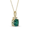 Thumbnail Image 2 of Cushion-Cut Lab-Created Emerald & White Lab-Created Sapphire Necklace 18K Yellow Gold-Plated Sterling Silver 18&quot;