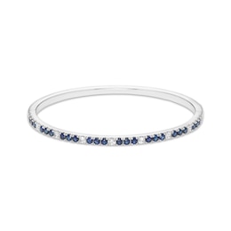 Blue & White Lab-Created Sapphire Bangle Bracelet Sterling Silver