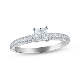 Adore Princess-Cut Diamond Pavé Shank Engagement Ring 1 ct tw 14K White Gold