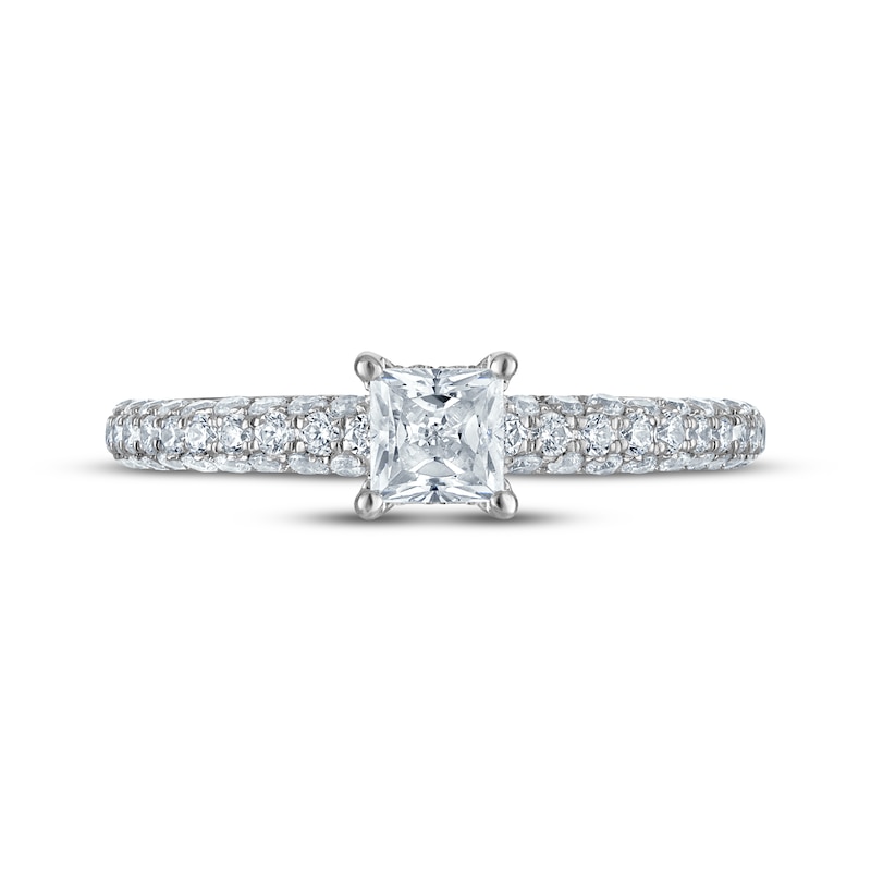 Main Image 3 of Princess-Cut Diamond Pavé Shank Engagement Ring 1 ct tw 14K White Gold