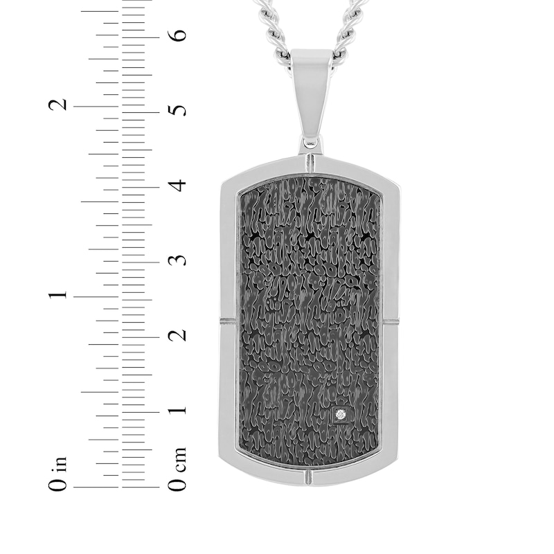 Main Image 4 of Men's Diamond Accent Dog Tag Necklace ct tw Stainless Steel & Black Ion Plating 24&quot;