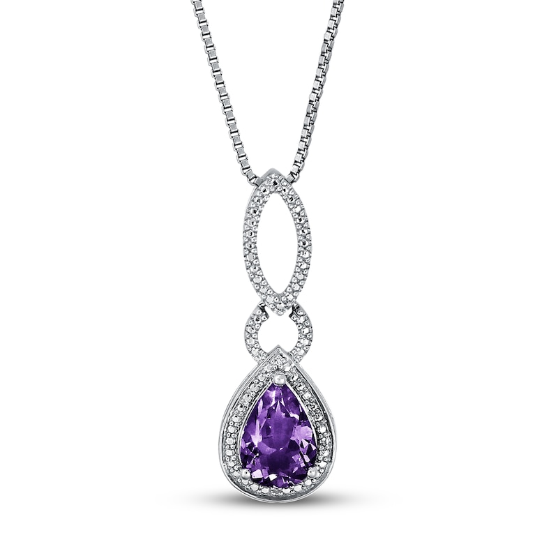 Sterling Silver Round Genuine Natural Birthstone Diamond Accent Necklace with 18 Inch Chain 