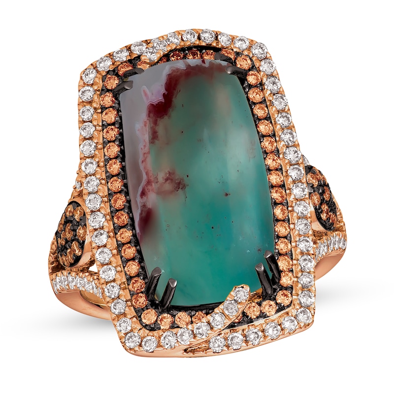 Le Vian Couture Peacock Aquaprase Ring 1 ct tw Diamonds 18K Strawberry Gold - Size 7