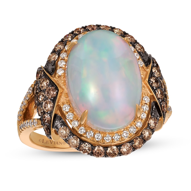 Main Image 1 of Le Vian Chocolatier Opal Ring 1-1/6 ct tw Diamonds 18K Strawberry Gold - Size 7