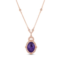 Le Vian Creme Brulee Amethyst Necklace 1 ct tw Diamonds 18K Strawberry Gold 17&quot;