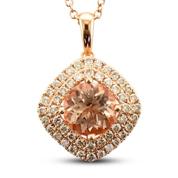 Le Vian Creme Brulee Morganite Necklace 1/2 ct tw Diamonds 14K Strawberry Gold 20&quot;