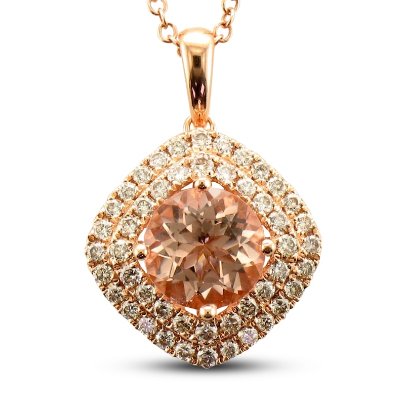 Main Image 1 of Le Vian Creme Brulee Morganite Necklace 1/2 ct tw Diamonds 14K Strawberry Gold 20&quot;