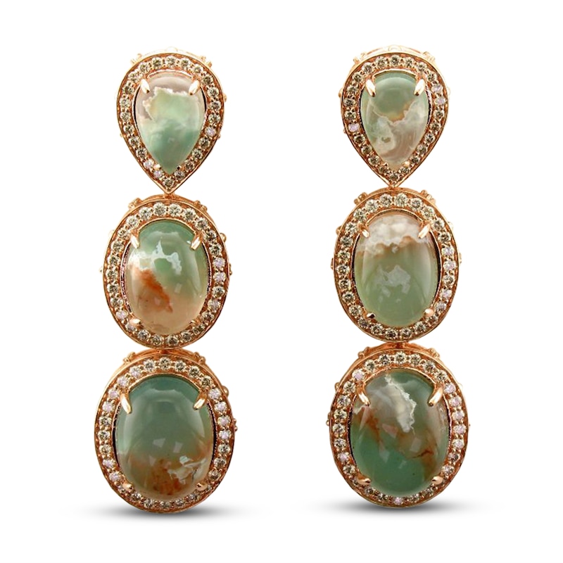 Main Image 1 of Le Vian Creme Brulee Aquaprase Earrings 2-3/4 ct tw Diamonds 14K Strawberry Gold